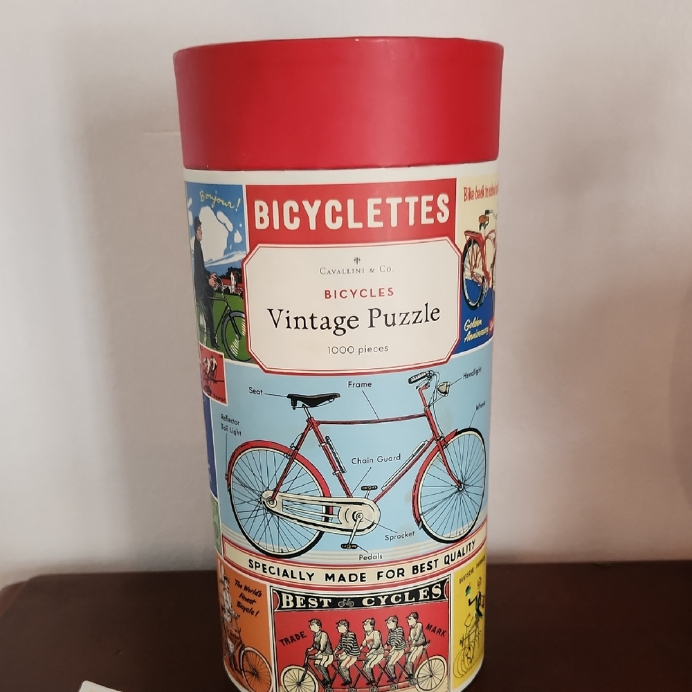 Vintage Bicycles Puzzle - Red and Blue